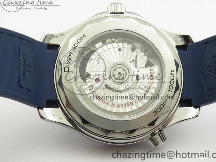 0406 StreetReady 2018 Seamaster Diver 300M VSF 1:1 Best Edition Blue Ceramic Gray Dial on Blue Rubber Strap A8800 V2 (Black Balance Wheel) 7963